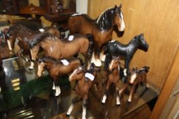 A selection of eight various Beswick horse and foal figures