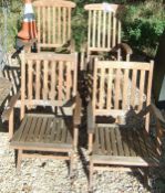 Two Barlow Tyrie teak steamer chairs, with cushions CONDITION REPORTS Basically sound, although teak