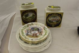 Two Royal Cauldon Bristol Ironstone tea caddies, one marked "Presented by Twinings...