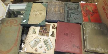 Eight 19th Century and later albums containing various postcards etc