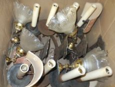 A box of various wall and ceiling lights CONDITION REPORTS Rusting and tarnish. Some losses.