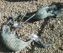 Two bronze figures of storks CONDITION REPORTS Damaged and for restoration.  Numerous repairs,