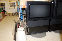 A Bang & Olufsen television with built in DVD player, on integral stand CONDITION REPORTS Approx