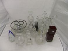 A collection of glassware to include a "Bricklayer" style vase in the Whitefriars taste,