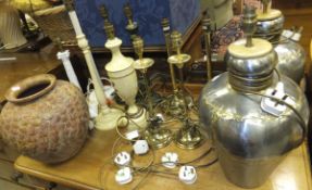 A pair of Eastern style metal table lamp bases,