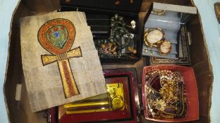 A box of various costume jewellery,