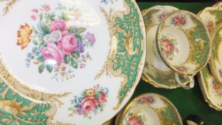 A Foley and Coalport bone china "Montrose" pattern part tea set and two Sheridan pheasant