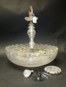 A cut glass bowl ceiling light in the manner of Waterford, diameter of bowl 41 cm CONDITION