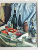 JACK BADER (1910-1987) "Still life study with bottles", oil on canvas, signed and dated '39 bottom