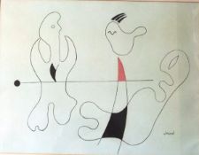 AFTER JOAN MIRO (1893-1983) "Figure study", chromolithograph, unsigned,