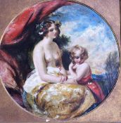 19TH CENTURY CONTINENTAL SCHOOL "Study of scantily clad lady with child", oil on board, unsigned, 48