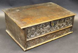 A late 17th Century oak Bible box,