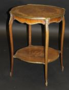 A circa 1900 French walnut and marquetry inlaid occasion table in the Louis XV taste, the