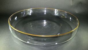 A large Murano gilt decorated plain glass fruit bowl, signed to base "Guilo Moretti",