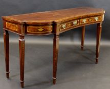 A 19th Century mahogany and inlaid breakfront serving table,