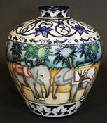 A modern Moorcroft vase decorated in the "Kerala" pattern by Beverley Wilkes,