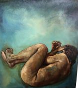 SHARON GRIFFIN "He dreams in colour", study of a figure in foetal position, acrylic on board,