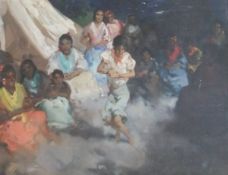 FRANCESCO RODRIGUES SANCHEZ CLEMENTE (1861-1956) "Danseurs", oil on canvas, signed bottom left,