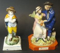 A circa 1790 Staffordshire Pearlware figure of Winter as a man with cloak and hat, 19.