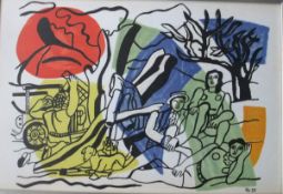 AFTER FERNAND LEGER (1881-1955) "Composition with figures", chromolithograph, unsigned, 37 cm x 55
