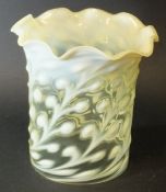 A cylindrical vaseline glass oil lamp shade with flared rim by Powell,