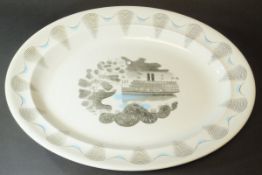 An Eric Ravilious for Wedgwood & Barlaston "Travel" Series oval platter, the centre field