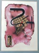 AFTER WASSILY KANDINSKY (1866-1944) "Untitled composition, aubergine", chromolithograph,