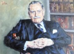 DAVID GRIFFITHS (1939-) "The Rt. Hon. Enoch Powell", portrait study, oil on canvas, signed upper