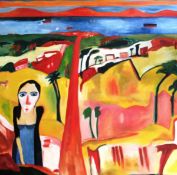 WITHDRAWN - AFTER JOHN BELLANY (1942-2013) "Coastal landscape with woman in foreground",
