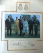 A framed and glazed image of the Royal Family with Captain Mark Phillips adapted from the 1976