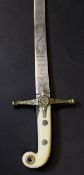 A William IV Andrews of Pall Mall curved dress sword with brass scabbard, bone handle and brass