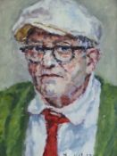 DAVID GRIFFITHS (1939-) "David Hockney", portrait study, head and shoulders, oil on board,