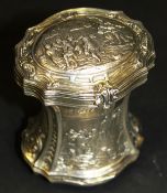 A 19th Century Continental silver gilt double ended container of waisted form,