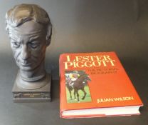 A Wedgwood black basalt bust of Lester K Piggott, OBE, limited edition No'd.