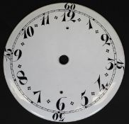 A rare late 18th Century Delft clock face, cream ground with Arabic numerals in black, 21.5 cm