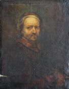 AFTER REMBRANDT HARMENZ VAN RIJN "A self portrait of Rembrandt", oil on canvas,