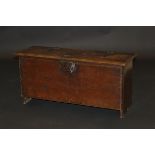 An 18th Century oak six plank coffer,