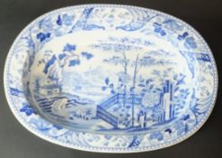 A 19th Century Wedgwood blue and white oval dish,