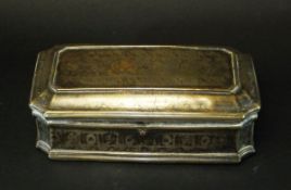 A 19th Century Persian plated brass box of sarcophagus form 20.5 x 7.
