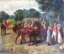 S.E. WALLER "The Race Meet", oil on canvas, signed and dated 1881 bottom left, indistinctly titled