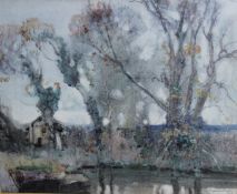 SAMUEL J LAMORNA BIRCH (1869-1955) "The Ouse Hemingford Grey Hants.", a study of trees,