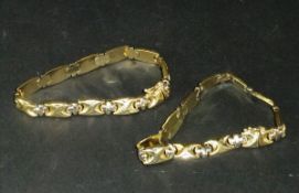 A pair of 18 carat gold fancy link bracelets, approx 33.