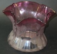 A cranberry glass oil lamp shade with etched flower decoration, 17 cm high CONDITION REPORTS Overall