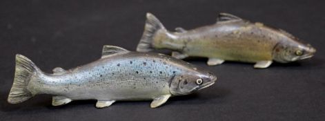 Two 20th Century Austrian cold painted bronze figures of "A Salmon Spring" and "A Salmon Autumn",