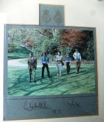 A framed and glazed image of the Royal Family adapted from the 1971 Christmas card signed (probably