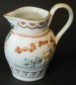 A rare Japanese Imari jug decorated with stag to one side and doe verso drinking at a lake,