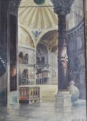 WLADIMIR PETROFF "Interior of Temple, Istanbul", oil on board, signed and dated 1938 bottom right,