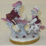 A 20th Century Continental porcelain figure group "See-saw",