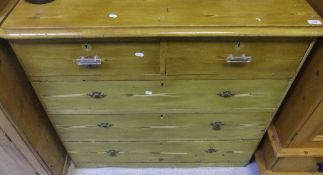 A Victorian painted pine chest of two short and three long drawers
