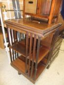 A circa 1900 mahogany revolving bookcase and a small modern teak chest of 5 drawers